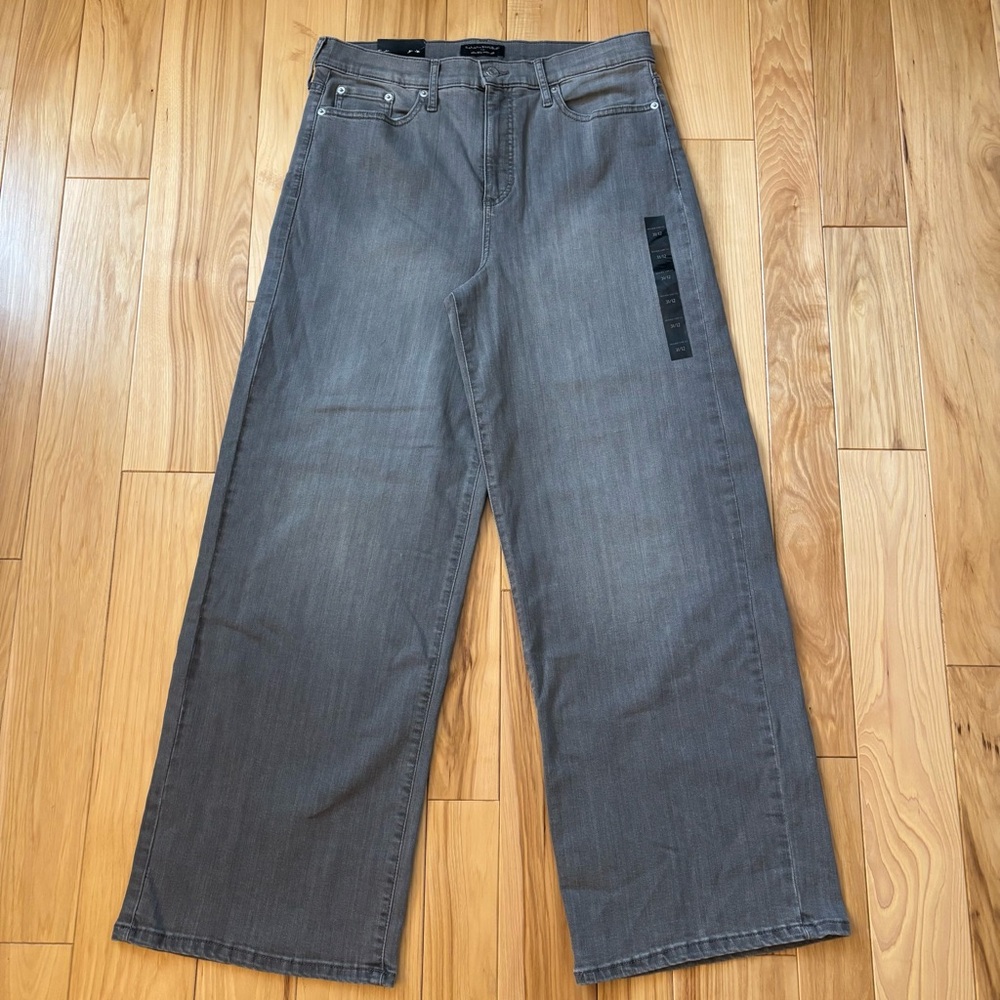 NEW Banana Republic High Rise Wide Leg Washed Gray Denim Jeans